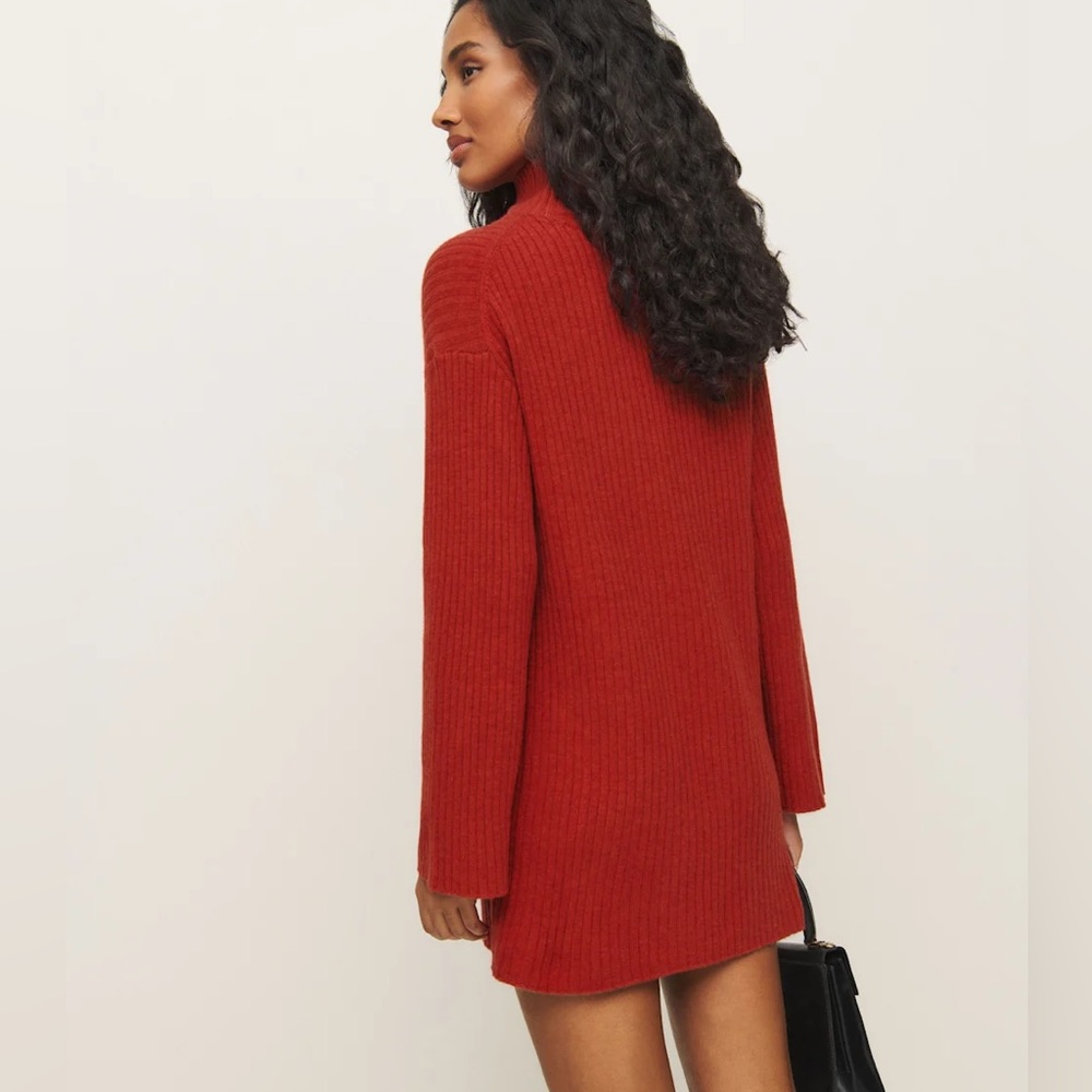 NWT Reformation Ozzy Regenerative Wool Sweater Dress size XS SUNDRIED TOMATO new - Picture 3 of 11